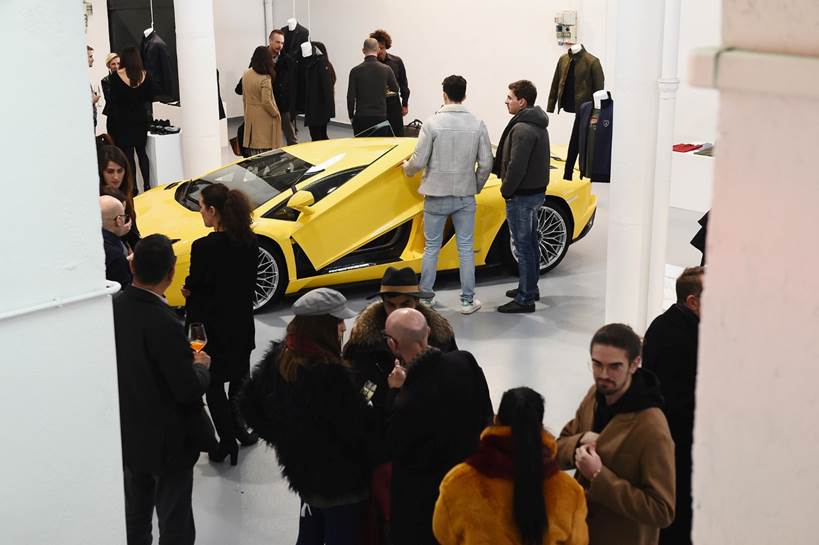MILAN, ITALY - JANUARY 14:  Atmosphere during Collezione Automobili Lamborghini and the Super Suv Urus held at Tortona 32 as part of Milan Men's Fashion Week Fall/Winter 2018/19 on January 14, 2018 in Milan, Italy.  (Photo by Stefania M. D'Alessandro/Getty Images for Lamborghini) *** Local Caption *** Angelo Carlucci
