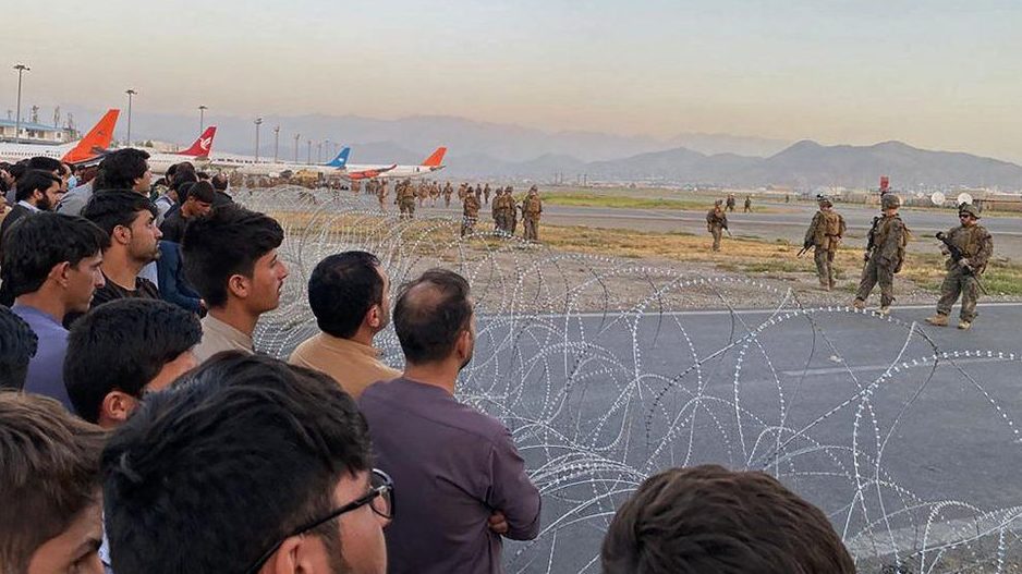 Evacuees at Kabul airport