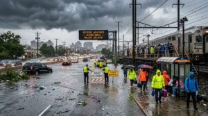 Severe summer storms disrupt travel and trigger flood warnings across the Northeast