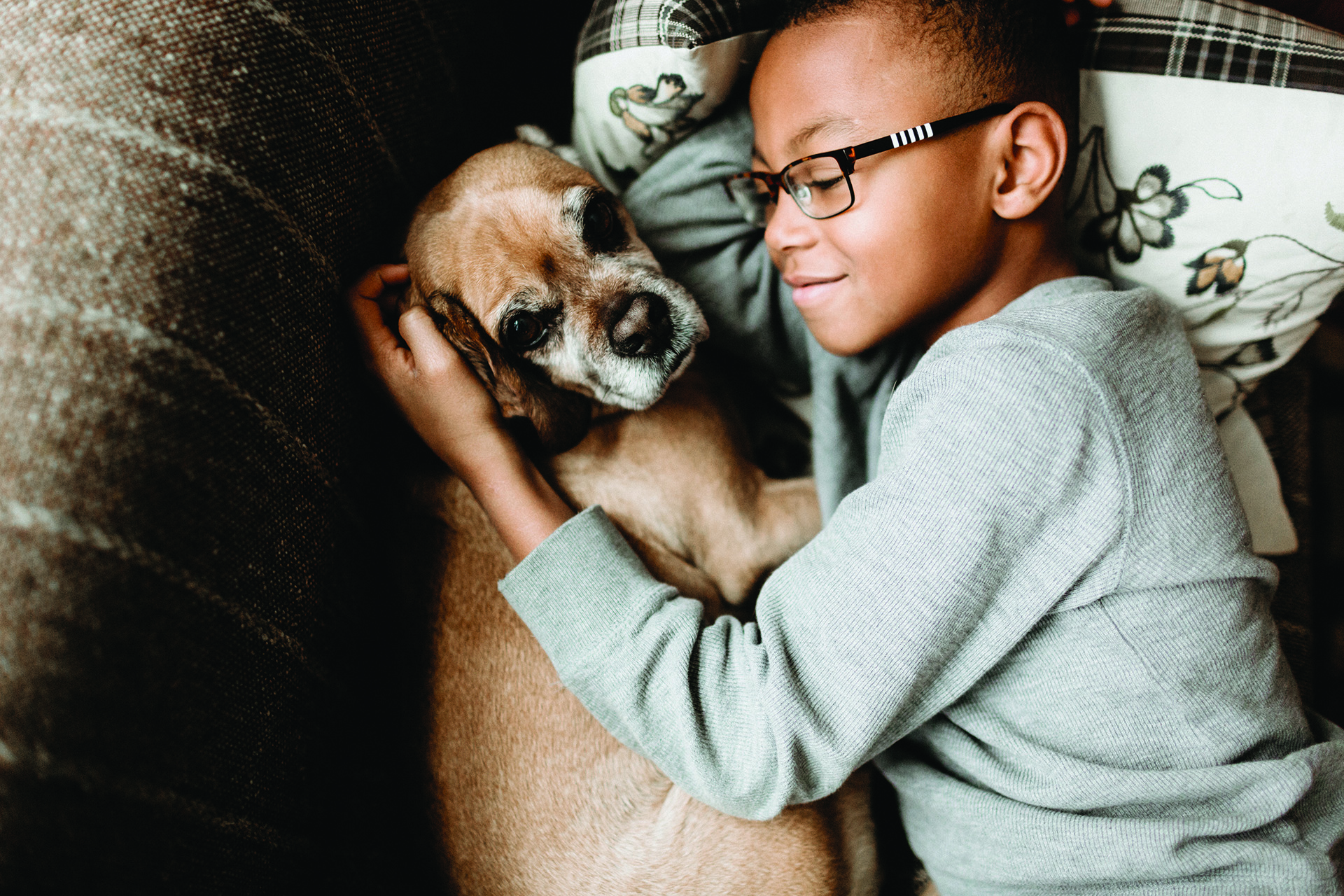 Young kid and a dog