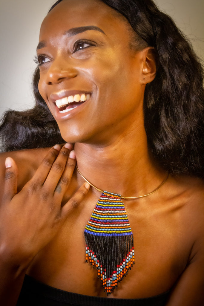 Model wearing a choker